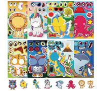 DIY Animal Pegatinas, 64 Hojas Animales Pegatinas Infantiles Set Pegatinas Impermeables Reutilizables Juguetes Make a Face Stickers Decoración para de Fiesta Infantil Cumpleaños