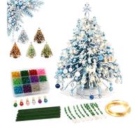 DIY Beaded Christmas Tree Kit, 3D Crystal Bead Art Craft Set for Adults，#C | Colorful Beads & Wire Handmade Holiday Craft Set, 3D Tabletop Tree with Warm Light, Christmas Craft Gift for Craft Lovers