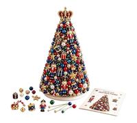DIY Beaded Christmas Tree Kit,Nutcracker Beaded 3D Tabletop Craft,Family | Mini juego de cuentas de árbol de Navidad, manualidades de mesa 3D, coloridas cuentas a juego, intercambio de regalos