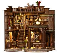 DIY Book Nook Adulto,Wooden Booknook 3D de Madera,Mini Casa de Madera de Tres Pisos con Luces LED, Nivel de dificultad 5,Decoración de Sala de Estar,Ideal para Navidad Cumpleaño (Librería de Ensueño)