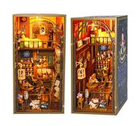 DIY Book Nook Kit, Casas de Muñecas en Miniatura Kit con Luz LED, Rompecabezas de Madera 3D Sujetalibros Regalo Decoración del Hogar para Adolescentes y Adultos(Casa Mágica Mila)