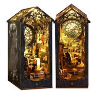 DIY Book Nook Kit - DIY Kit de casa de muñecas en Miniatura con Muebles y luz LED, 3D Puzzle sujetalibros de Madera de Arte, Kits de Modelos para Adultos para Construir (agencia de Detectives)