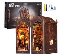 DIY Book Nook Kit,DIY Mini Casa de Muñecas con Muebles y Luces LED Casa de muñecas en Miniatura de Madera Puzzle de Madera 3D Casa de Muñecas en Miniaturas Maquetas de Madera para Decorar Estanterías