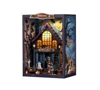 DIY Book Nook Kit-Noche Mágica en un Castillo Antiguo - Decoración de sujetalibros para Halloween, Kit de rincón de Lectura en Miniatura para casa de muñecas con luz LED, Kit de rincón para Adultos