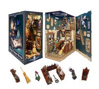 DIY Book Nook Magic Potion House Miniature Kit for Bookshelf 3D Wooden Puzzle for Adults Dust Cover Teenagers Gift