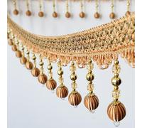 DIY Braided Crystal Bead Fringe Trim - Durable Polyester Lace for Home Decoration & Sewing Projects(Oranje,12 Meters)