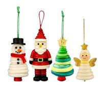 DIY Button Christmas Ornament Kit, Fun Christmas Buttons Crafts Making Set, Snowman Santa Angel Tree Hanging Decorations, Holiday Craft Kit for Kids & Adults (4PCS)