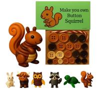 DIY Button Craft Kit,Highland Cow Button Ornament,Xmas Buttons Crafts Kit,Funny Animals Three-Dimensional Ornament Kits,Beginner-Friendly Buttons Ornament Decor,Unfinished Products (Squirrel)