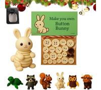 DIY Button Highland Cow Craft Kit, Animal Theme Fun Christmas Button Ornament Set, Beginner-Friendly Three-Dimensional Buttons Ornament for Holiday Stocking Filler Gift,Home Window Xmas Tree Decor