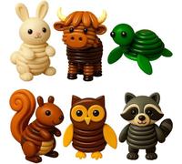 DIY Button Highland Cow Craft Kit, DIY Christmas Button Highland Cow Ornament Making Set, Animal Theme Buttons Christmas Tree Ornament Kit with Turtle, Owl, Rabbit, Decorations, Gift(All)