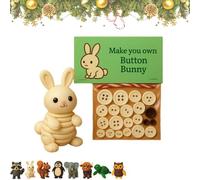 DIY Button Highland Cow Craft Kit, DIY Highland Cow Button Ornament, Animal Theme Fun Christmas Christmas Tree Ornament Kit with Turtle, Christmass Tree Hanging Decorations (Bunny)
