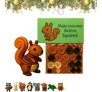DIY Button Highland Cow Craft Kit, DIY Highland Cow Button Ornament, Animal Theme Fun Christmas Christmas Tree Ornament Kit with Turtle, Christmass Tree Hanging Decorations (Squirrel)