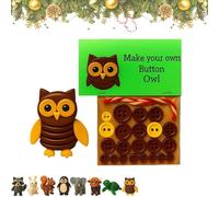 DIY Button Highland Cow Craft Kit, DIY Highland Cow Button Ornament, Animal Theme Fun Christmas Christmas Tree Ornament Kit with Turtle, Christmass Tree Hanging Decorations (Owl)