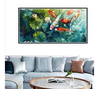 DIY Carpa Koi Pintar por Números Hoja De Loto Pintura por Números Adultos con Bastidor y Grande Lienzo 60x120cm, Kit de Pintura al óleo con 3 Pinceles and Pigmento Acrílico, Room Decor, Regalo Mujer
