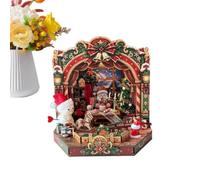 DIY Christmas Buildings Winter Holiday Scene Table Game Assembly | Christmas Building Toys for Birthday Dorm Shop Window Bookshelf Party Bedside Home Display Mantle