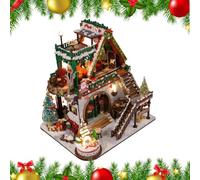 DIY Christmas House Kit - Assembly Art Craft, Miniature Building Set, Holid | Pre-Cut Wooden Pieces With Step-by-Step Instruction Guide, Glue And Paint Included For Holiday Indoor Home Office R