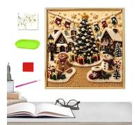 DIY Christmas Pearl Painting Kit, 3D Flocked Canvas, Wall Art Craft