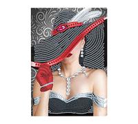 DIY Cuaderno de escritura de dama en vestido negro cuadernos punta diamante, block de dibujo Suministros escolar cosas para el colegio,Diamond Painting Regalos de cumpleaños A5 50 hojas100 páginas