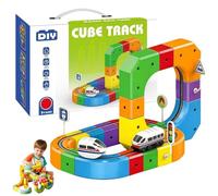 DIY Cube Track Set, 51/81/123 PCS Magic Rail Track Fusion Toy, Juguetes de construcción con Tren eléctrico Recargable por USB, Sistema ferroviario Educativo para niños, Juego Creativo 51pcs