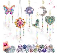 DIY Diamante Pintura Viento Campanas, 6 Pzs DIY Pintura Diamante Atrapasoles, 5D Pintura Diamante Campana de Viento para Adultos y Niños, Carillón de Viento con Pintura de Diamantes para Decoracion