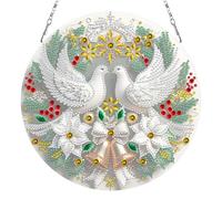 DIY Diamond Art Ornament Kit for Adults, DIY Hanging Kits Double-Sided Printed Single-Side Drill Rhinestone Diamond Art Window Pendants Diamonds Painting for Garden Door Decor