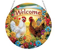 DIY Diamond Art Ornament Kit for Adults, DIY Hanging Kits Double-Sided Printed Single-Side Drill Rhinestone Diamond Art Window Pendants Diamonds Painting for Garden Door Decor