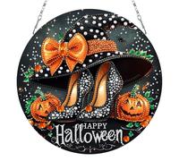 DIY Diamond Art Ornament Kit for Adults, DIY Hanging Kits Double-Sided Printed Single-Side Drill Rhinestone Diamond Art Window Pendants Diamonds Painting for Garden Door Decor