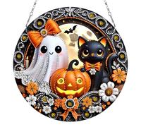 DIY Diamond Art Ornament Kit for Adults, DIY Hanging Kits Double-Sided Printed Single-Side Drill Rhinestone Diamond Art Window Pendants Diamonds Painting for Garden Door Decor