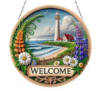 DIY Diamond Art Ornament Kit for Adults, DIY Hanging Kits Double-Sided Printed Single-Side Drill Rhinestone Diamond Art Window Pendants Diamonds Painting for Garden Door Decor