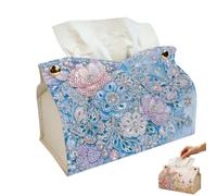 DIY Diamond Art Painting Tissue Box,PU Leather Desktop Organizer,5D Diamond Embroidery Craft Tissue Box,for Home Office Car Container,Handmade Craft Gift