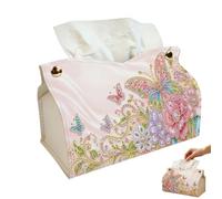 DIY Diamond Art Painting Tissue Box,PU Leather Desktop Organizer,5D Diamond Embroidery Craft Tissue Box,for Home Office Car Container,Handmade Craft Gift