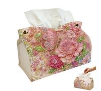 DIY Diamond Art Painting Tissue Box,PU Leather Desktop Organizer,5D Diamond Embroidery Craft Tissue Box,for Home Office Car Container,Handmade Craft Gift