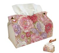 DIY Diamond Art Painting Tissue Box,PU Leather Desktop Organizer,5D Diamond Embroidery Craft Tissue Box,for Home Office Car Container,Handmade Craft Gift