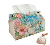 DIY Diamond Art Painting Tissue Box,PU Leather Desktop Organizer,5D Diamond Embroidery Craft Tissue Box,for Home Office Car Container,Handmade Craft Gift