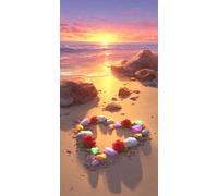 DIY Diamond Painting Adultos Playa, 5D Diamond Art Atardecer, Manualidades Adultos Kit Completo de Pintura de Diamante, Cuadro Diamantes Kit para Principiantes, Decoración De Pared 70x140cm A-4660