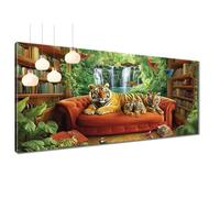 DIY Diamond Painting Adultos Tigre, Cuadros Diamantes 5D Estudiar Kit de Punto de Cruz para Manualidades Adultos, Kits Diamond Art, Pintura Diamante Niños Decoracion Hogar Pared 100x200 cm T3-513