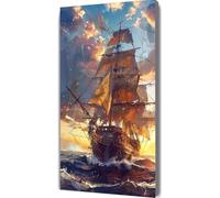 DIY Diamond Painting, Baiyun Pittura Diamante Adultos, Velero Diamond Painting Kit, Diamond Painting Grandi Dimensioni 50x100cm Square Pittura Diamante 5D Strass Ricamo a Punto Croce Art Painting 5-V