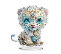 DIY Diamond Painting Doce Zodiac Signo Decoración de mesa, Decoración de Mesa de Acrílico Creativa, Pintura de Diamante Conjunto de Arte de pie, Adornos Regalos para el Hogar, Oficina Decoración Tigre