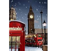 DIY Diamond Painting Kit Completo Londres Big Ben Cuadros Diamantes 5D Pintar con Diamantes Punto de Cruz Bordado Painting para Adultos Niños Puzzle Diamantes Decoración Pared Hogar 30x40cm