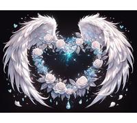 DIY Diamond Painting Kit para Adultos, Alas Blancas 5D Diamont Art, Pintura Bordado Mosaico Cristal, Adecuado para Niño Principiantes, Decoración Pared Regalo 20x30cm YN7N-64