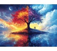 DIY Diamond Painting Kit para Adultos, áRbol ArcoíRis De La Luna 5D Diamont Art, Pintura Bordado Mosaico Cristal, Adecuado para Niño Principiantes, Decoración Pared Regalo 40x50cm YN7N-866