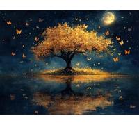 DIY Diamond Painting Kit para Adultos, áRbol Estrellado 5D Diamont Art, Pintura Bordado Mosaico Cristal, Adecuado para Niño Principiantes, Decoración Pared Regalo 80x100cm YN7N-786