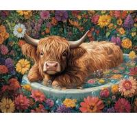 DIY Diamond Painting Kit para Adultos, BañEra De Ganado De Tierras Altas 5D Diamont Art, Pintura Bordado Mosaico Cristal, Adecuado para Niño Principiantes, Decoración Pared Regalo 90x120cm YN7N-164