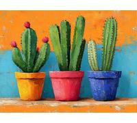 DIY Diamond Painting Kit para Adultos, Cactus Vegetal 5D Diamont Art, Pintura Bordado Mosaico Cristal, Adecuado para Niño Principiantes, Decoración Pared Regalo 80x100cm YN7N-889