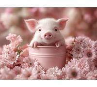 DIY Diamond Painting Kit para Adultos, Cerdo Rosa 5D Diamont Art, Pintura Bordado Mosaico Cristal, Adecuado para Niño Principiantes, Decoración Pared Regalo 80x100cm YN7N-144