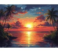 DIY Diamond Painting Kit para Adultos, Cocotero De Resplandor De La Noche 5D Diamont Art, Pintura Bordado Mosaico Cristal, Adecuado para Niño Principiantes, Decoración Pared Regalo 100x140cm YN7N-747