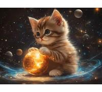 DIY Diamond Painting Kit para Adultos, Gato De La Tierra 5D Diamont Art, Pintura Bordado Mosaico Cristal, Adecuado para Niño Principiantes, Decoración Pared Regalo 40x50cm YN7N-89