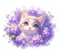 DIY Diamond Painting Kit para Adultos, Gato Morado 5D Diamont Art, Pintura Bordado Mosaico Cristal, Adecuado para Niño Principiantes, Decoración Pared Regalo 80x100cm YN7N-902