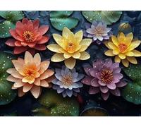 DIY Diamond Painting Kit para Adultos, Loto De Hoja De Loto 5D Diamont Art, Pintura Bordado Mosaico Cristal, Adecuado para Niño Principiantes, Decoración Pared Regalo 20x30cm YN7N-235