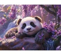 DIY Diamond Painting Kit para Adultos, Panda PúRpura 5D Diamont Art, Pintura Bordado Mosaico Cristal, Adecuado para Niño Principiantes, Decoración Pared Regalo 70x90cm YN7N-906